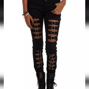 Daang Goodman Royal Bones Hot Topic Black Goth Buckle Jeans Size 0